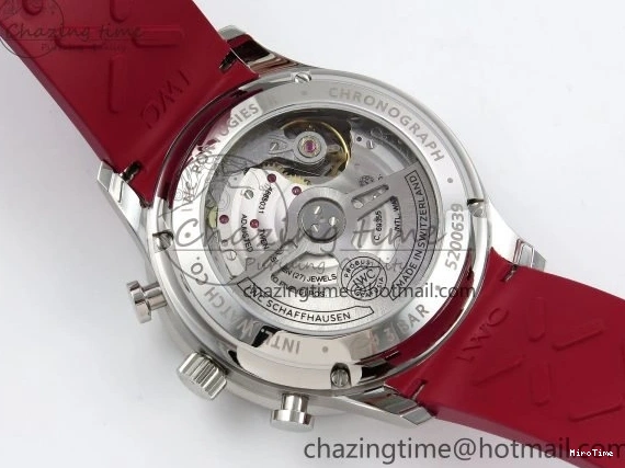 MIROTIME 0111 Reliable Portuguese Chrono IW3716 Z+F 1:1 Best Edition Red Dial on Red Rubber Strap A 7015